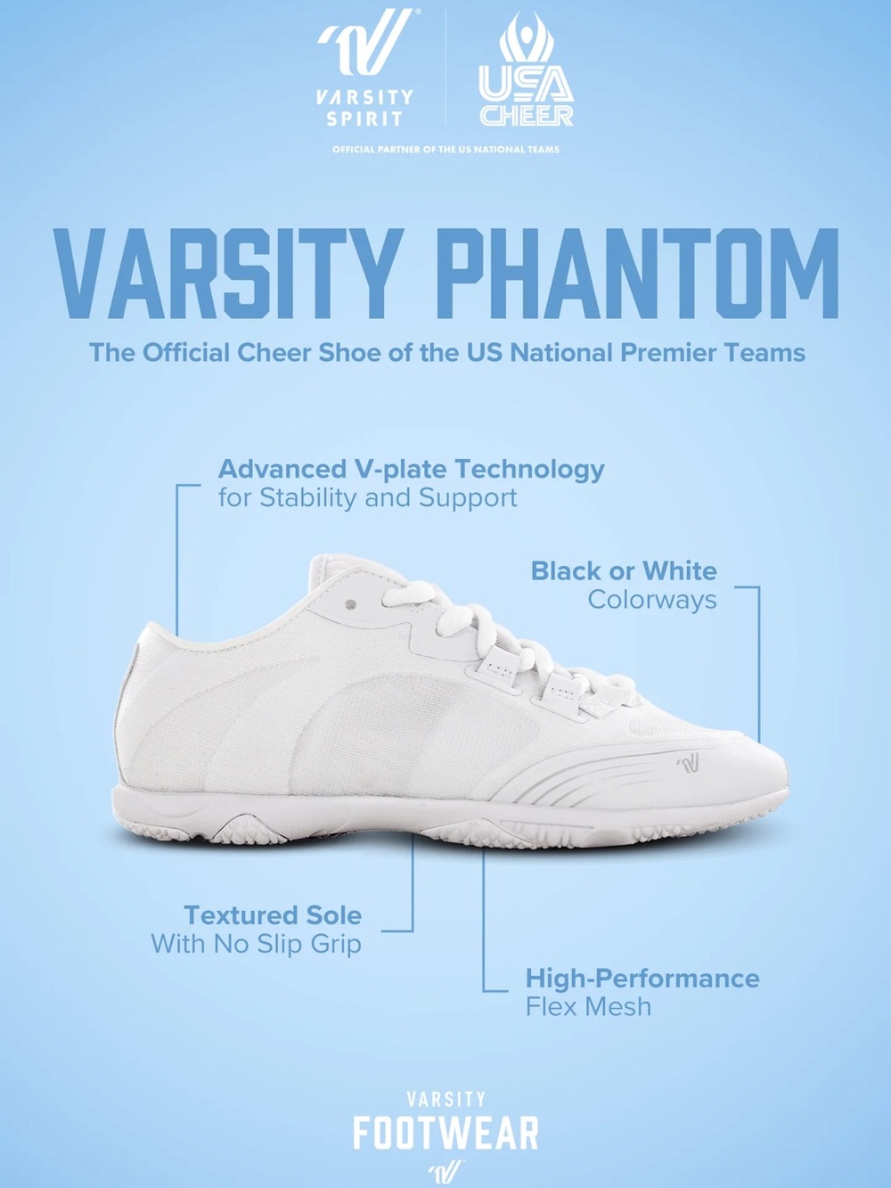 Varsity Phantom Women’s Cheer Shoes - White - Excellent Condition